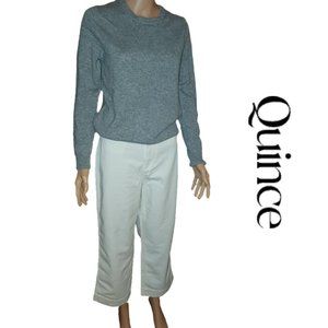Quince Stretch Cotton Twill Wide-Leg Crop Pant NWT White Size 31